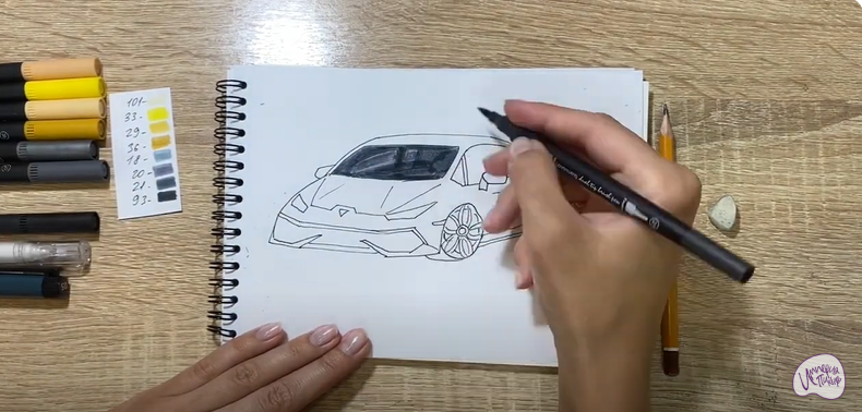 Рисуем Машина марки "Lamborghini"