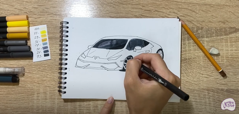 Рисуем Машина марки "Lamborghini"