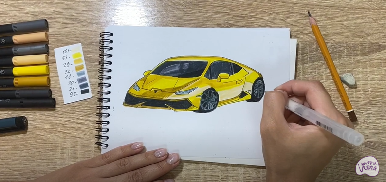 Рисуем Машина марки "Lamborghini"