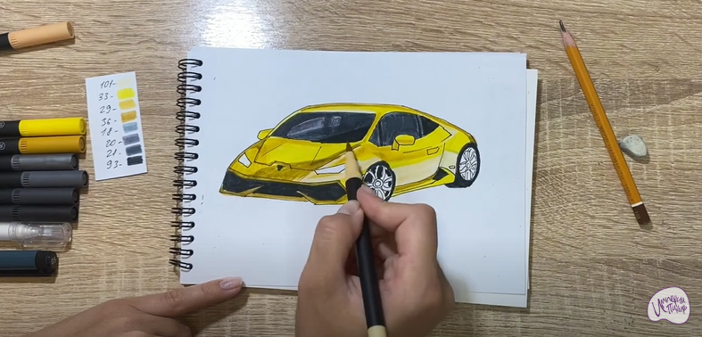 Рисуем Машина марки "Lamborghini"