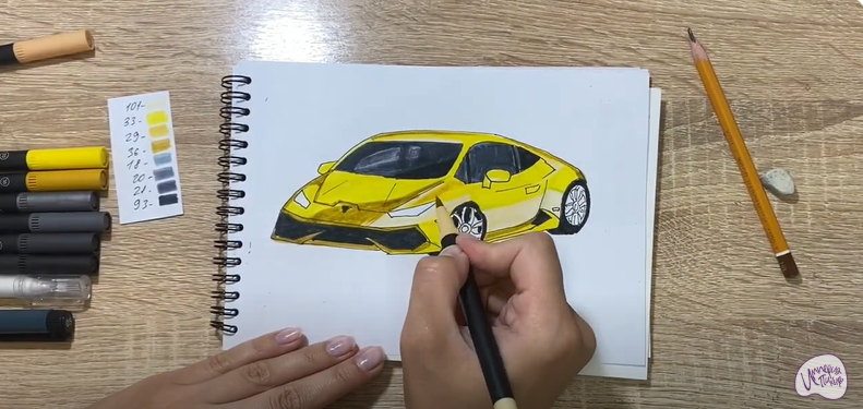 Рисуем Машина марки "Lamborghini"