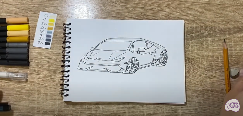 Рисуем Машина марки "Lamborghini"