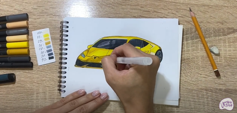 Рисуем Машина марки "Lamborghini"