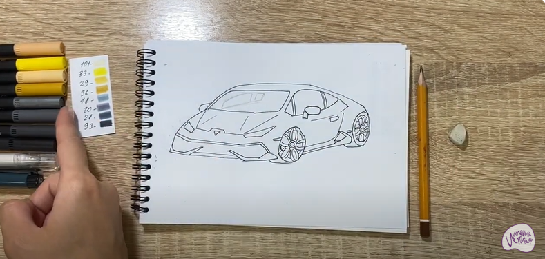 Рисуем Машина марки "Lamborghini"