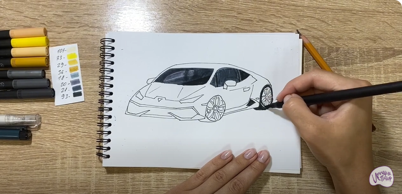 Рисуем Машина марки "Lamborghini"