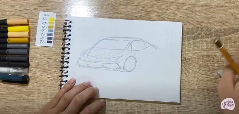 Рисуем Машина марки "Lamborghini"