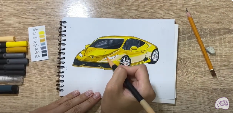 Рисуем Машина марки "Lamborghini"