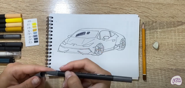 Рисуем Машина марки "Lamborghini"