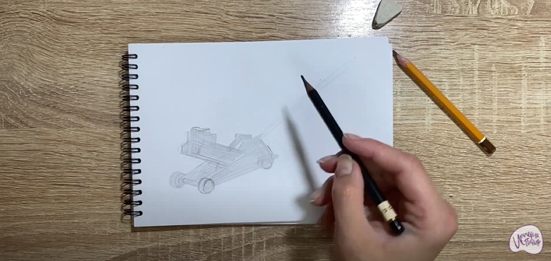 Рисуем Подкатной домкрат