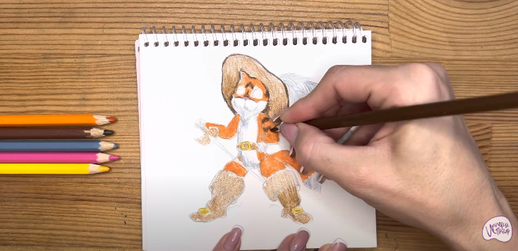 Кот в сапогах рисунок карандашом для срисовки