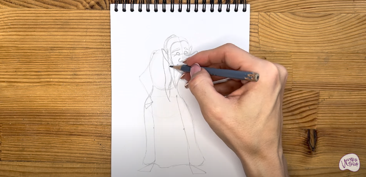 Как нарисовать кикимору цветными карандашами