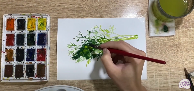 Рисуем Пучок укропа