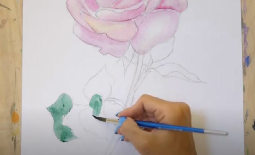 Рисуем Роза акварелью