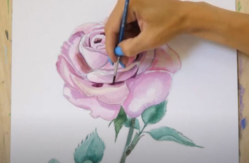 Рисуем Роза акварелью