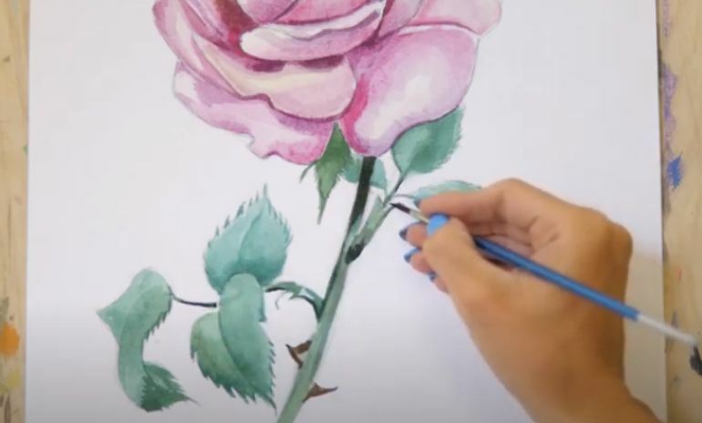 Рисуем Роза акварелью
