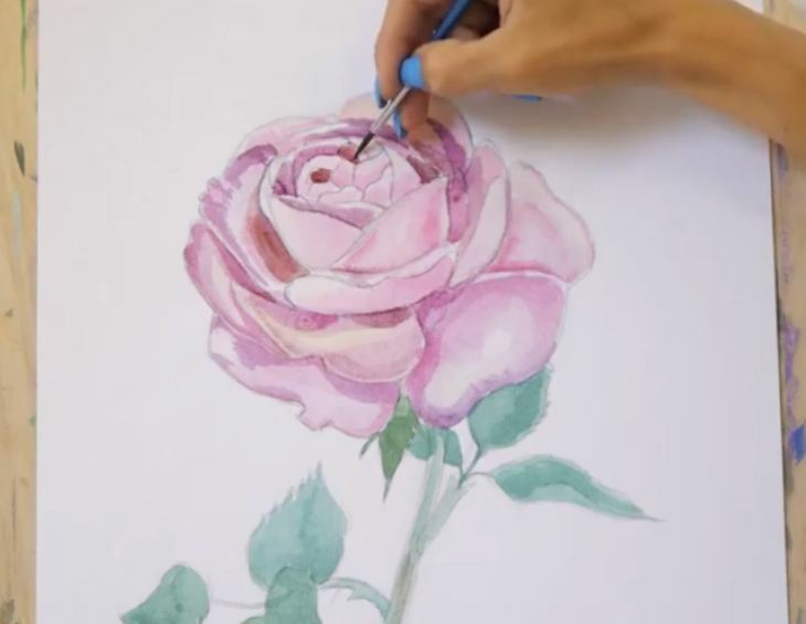 Рисуем Роза акварелью